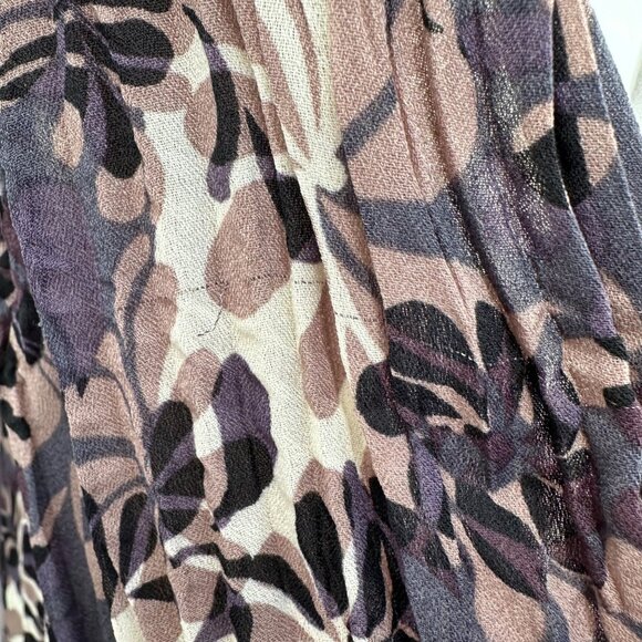 Piano Womens Floral Brown & Beige V Neck Bell Sleeve Button-Front Blouse PM - Picture 11 of 11